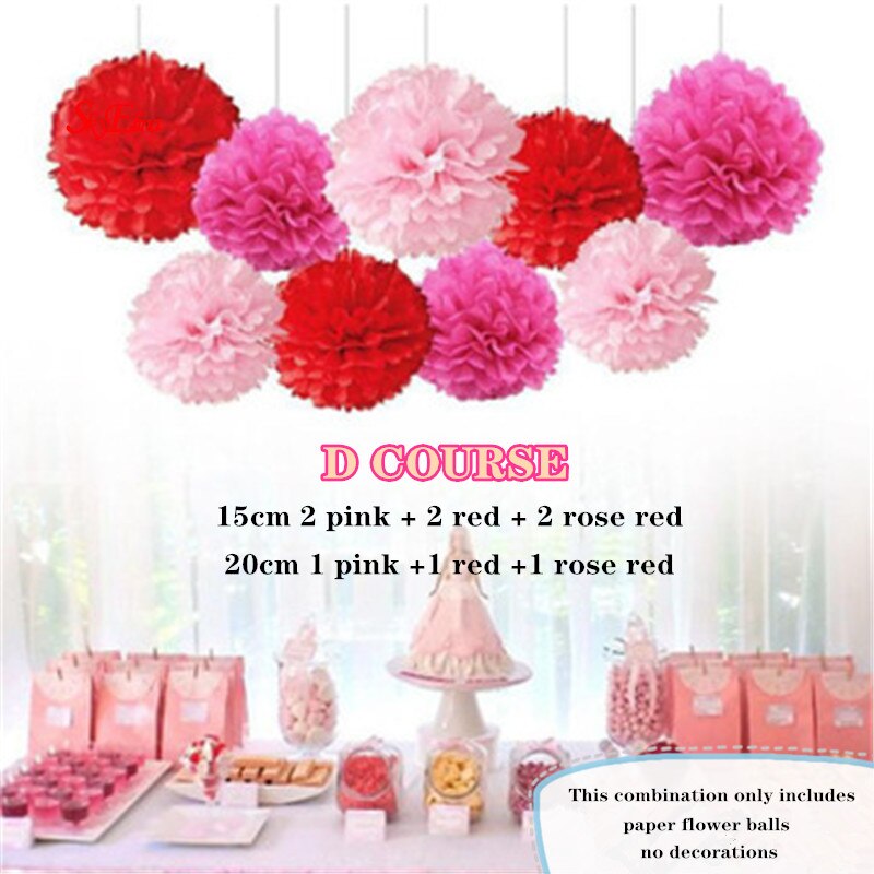 10 st 20cm hängande silkespapper pom poms papper blomboll hem trädgård gör-det-själv bröllopsrum dekoration fest layout tillbehör 6 zsh 014: D -9 st