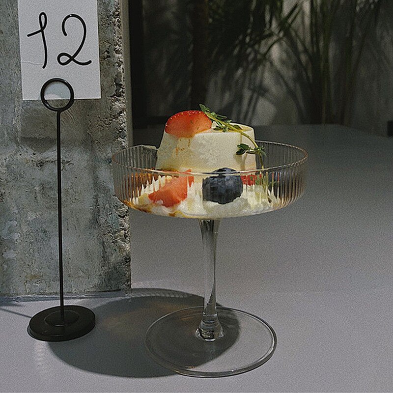 1pc 200ml restaurang cocktail vin glas kopp bägare glass yoghurt bägare pudding dessert skål hög skål kaka snack behållare
