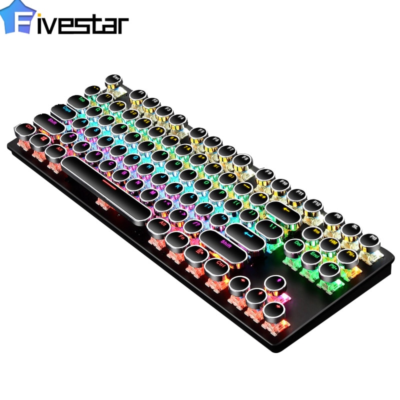 Edition Mechanical Keyboard 87 Keys Blue Switch Gaming Keyboards Russian US Sticker Wired Keyboard For Tablet Desktop