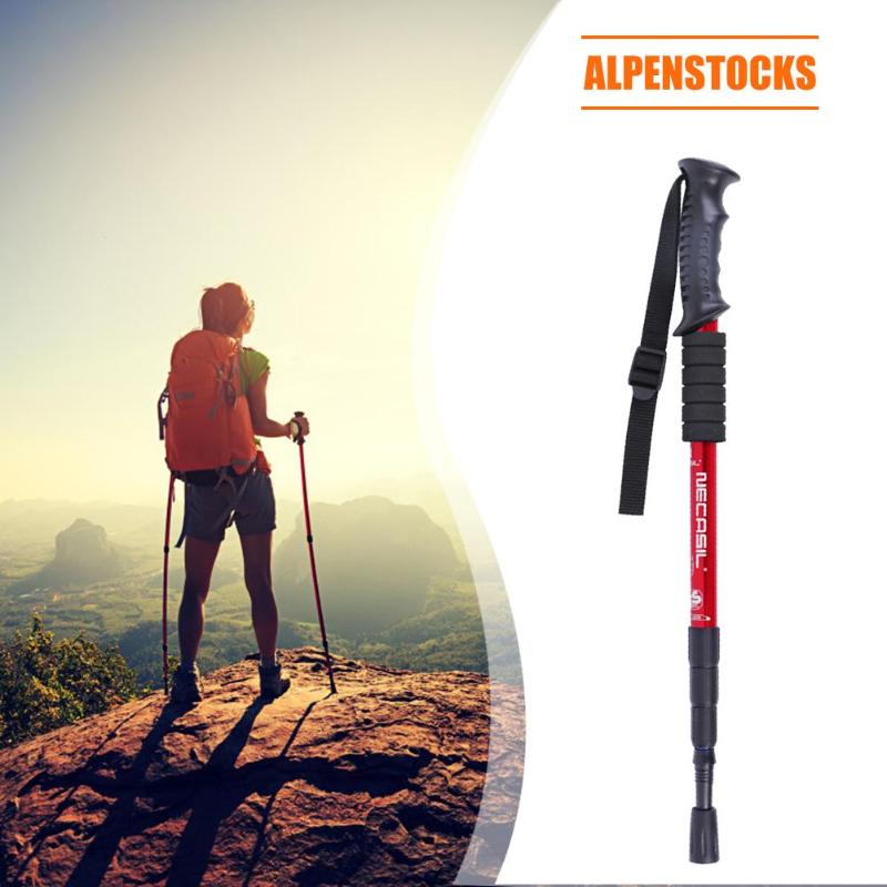 Professionelle Fuß Stöcke Klassischen Zarten Wandern Pole 4 Abschnitte Teleskop Stock Stock Krücke für draussen Wandern gehen
