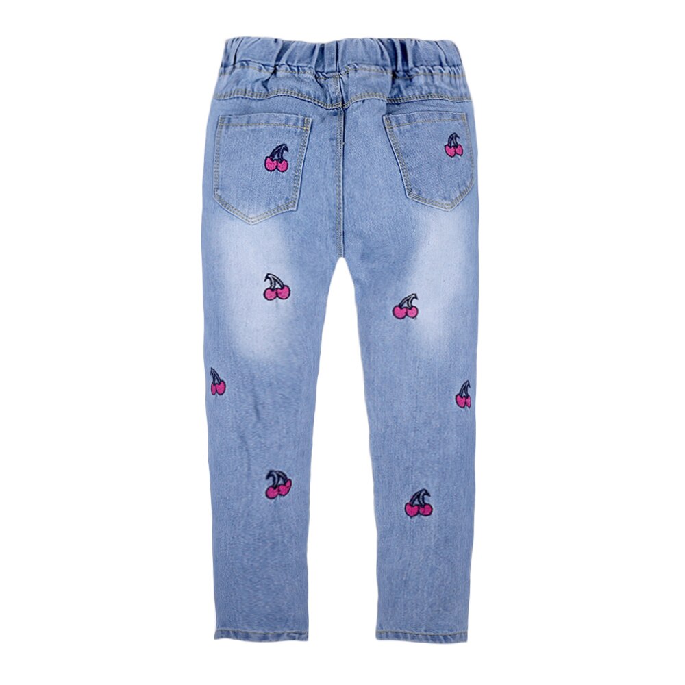 Hej njut av barnkläder flickor jeans för flicka våren höst baby jeans barnbyxor broderade körsbärsbyxor
