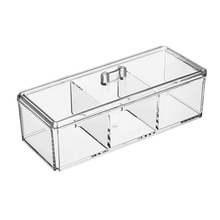 Acrylic Transparency 3 Grids Food Storage Box Stackable Tea Bag Organizer Kitchen Sorting Container with Dustproof Cover