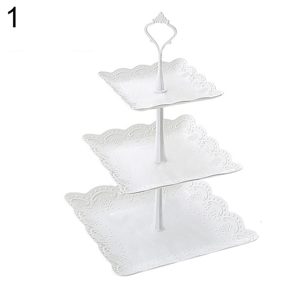 2/3 Tiers Fruit Cake Plate Holder Stand Home Festival Party Dessert Storage Rack Round/square/flower Dessert Plates Storage Rack: 1