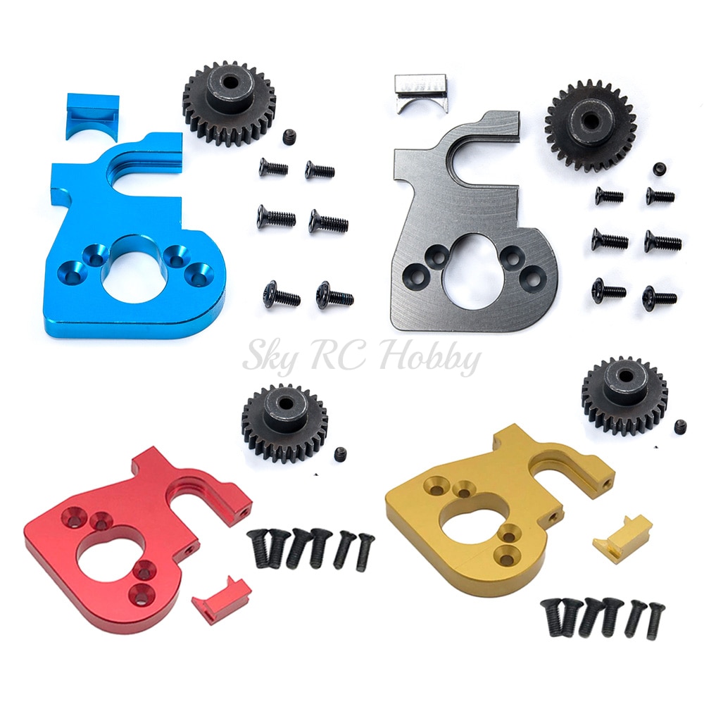 RC Auto Metall Motor- Sitz Montieren Ersatz Montage Zubehör &Ampere; 27T Ritzel Getriebe für WLtoys 1:14 1/14 144001 124018 124019 Aktualisierung Teile