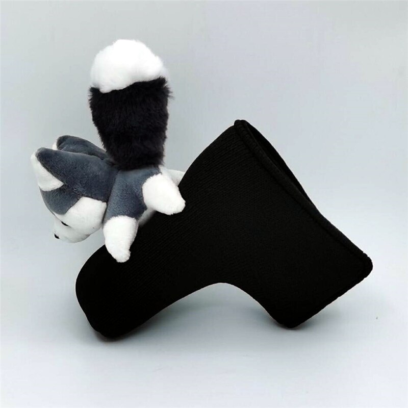 Hond Husky Golf Blade Putter Head Cover Gebreide Wol Met Magnetische Sluiting Unisex Cartoon Dier Golfclub Cover: BLACK COLOR