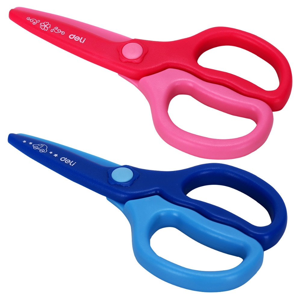 1X Student Safe Plastic Scissors Paper Cutting Art Office School Supply with Cap Stationery DIY Tool