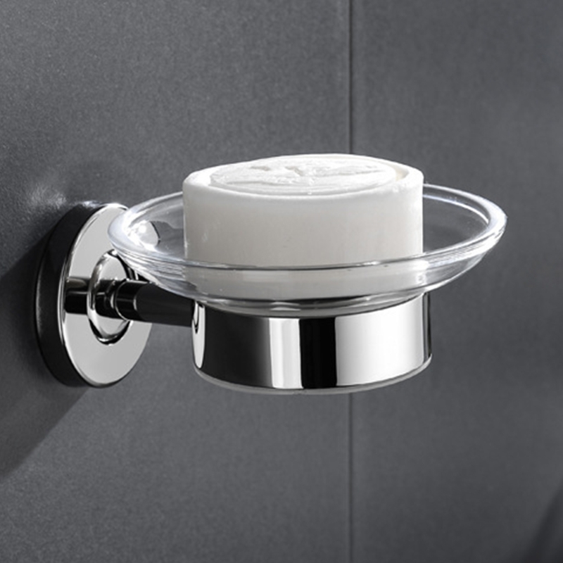 Stainless Steel Soap Container Wall Soap Holder Glass Soap Tray, Bathroom