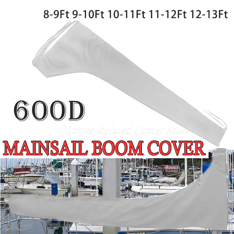 600D Heavy Duty Mainsail Boom Cover, Waterproof Boat Sail Cover, 8-13ft Anti-Wind Cover Sunshade Cover Outdoor Booms Boat Cover