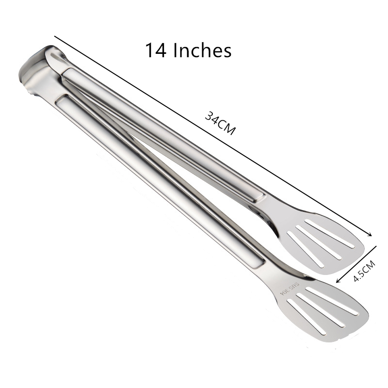 Pinze per alimenti in acciaio inossidabile pinze per barbecue insalata di carne bistecca cibo clip per servire pinzette lunghe pinze da cucina per barbecue utensili da cucina: grigio