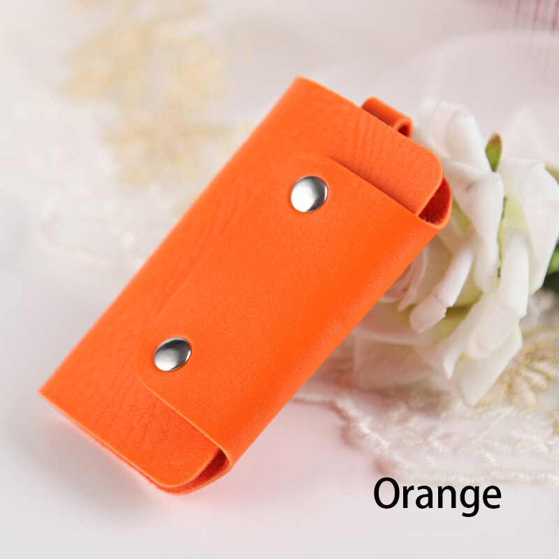 1PCS Schlüssel Tasche Neue Stil Solid Key Brieftaschen Tasche Unisex Mini PU Leder Auto Haushälterin Halter keychain: Orange