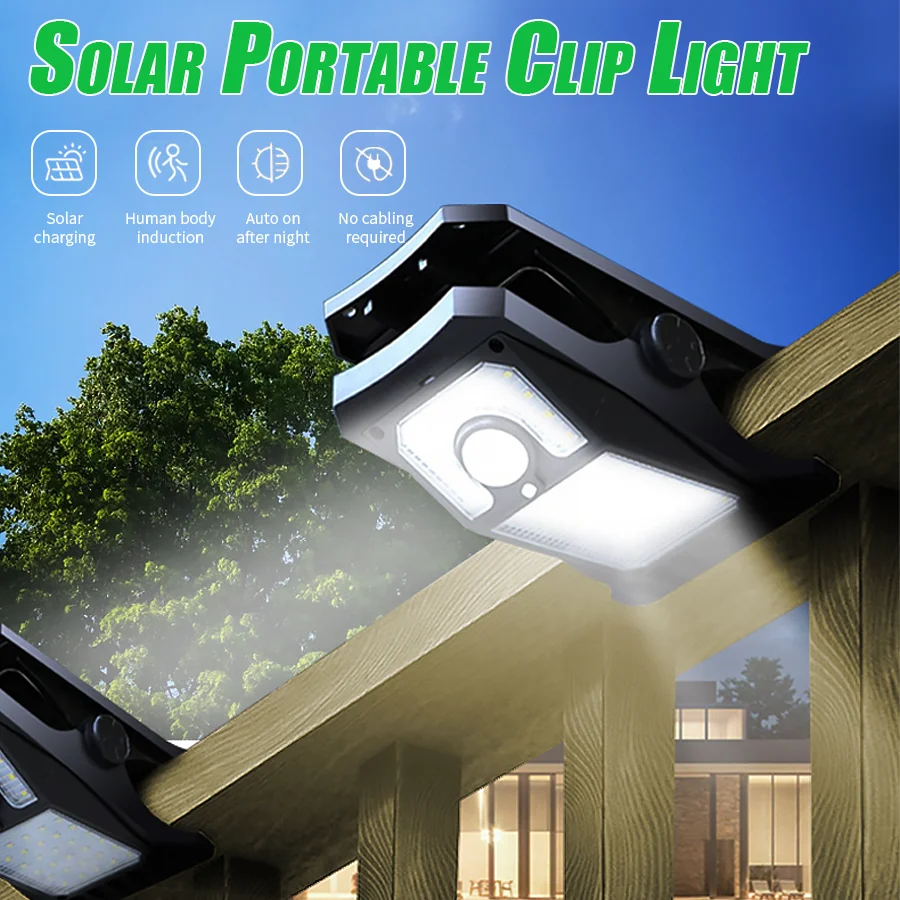 Ip65 solcellsvägglampor korridorbelysning utan installationsklämma solcellslampa för människor utomhusgård automatisk lampa nattlampa