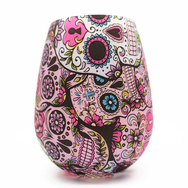 Unbreakable Silicone Wine Glasses BPA-Free Portable Printed Outdoor Wine Cups For Travel Picnic Pool Boat Camping Drink Cup: 01