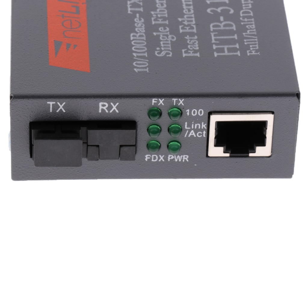 10/100M Singlemode 25KM Simplex SC Fiber Optic to RJ45 Ethernet Converter EU Transmitter and Receiver Set