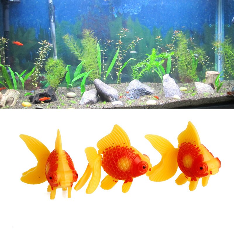 3Pc Aquarium Fish Tank Plastic Swimming Gold Fish Ornament Artificial Decoration