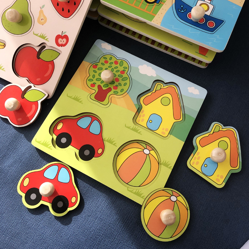 Montessori Wooden Toys for Babies 1 2 3 Years Boy Girl Baby Development Games Wood Puzzle for Kids Educational Learning Toy