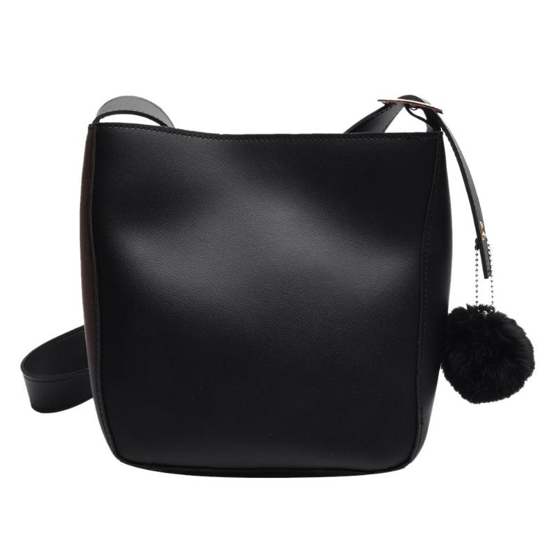 Vintage liten damedusk bøtteveske for luksushåndvesker kvinner skuldervesker kvinner pu lær skulder crossbody bag: Svart