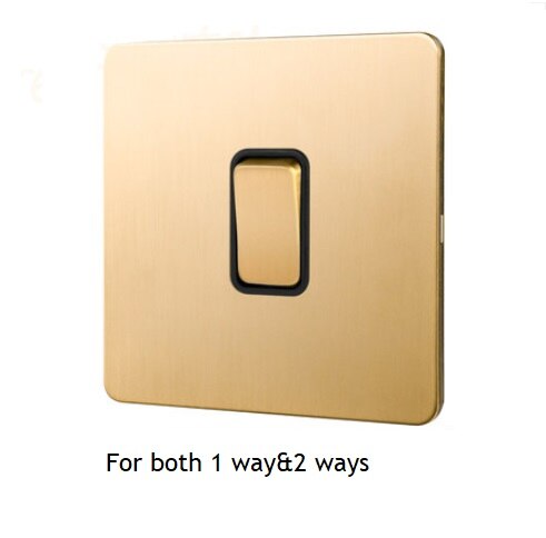 86MM Solid Brushed Brass Panel Wall Toggle Switch Brass Knob Retro Vintage Phone Fan Internet TV SCREW: 1 BUTTON