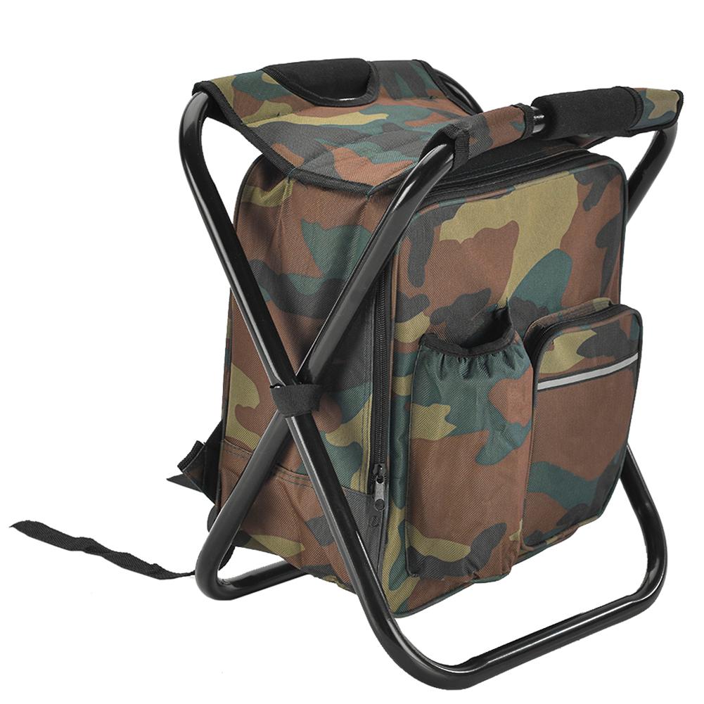 Bolsa aislante de Picnic para senderismo, asiento de mesa, mochila, Pesca Iscas, aparejos, silla de pescar al aire libre, bolsa plegable, taburete de Camping: Camouflage