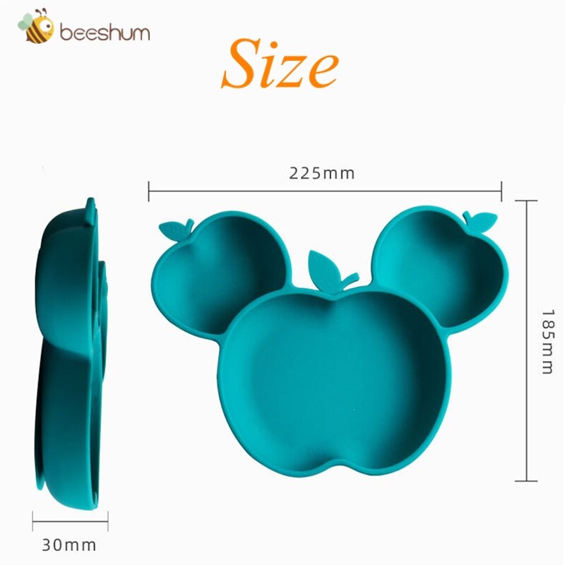 Beeshum Siliconen Kom Voor Babyvoeding Gerechten Baby Speelgoed 0-12 Maanden Apple Cartoon Feeding Bowls Baby Servies Kindje plaat