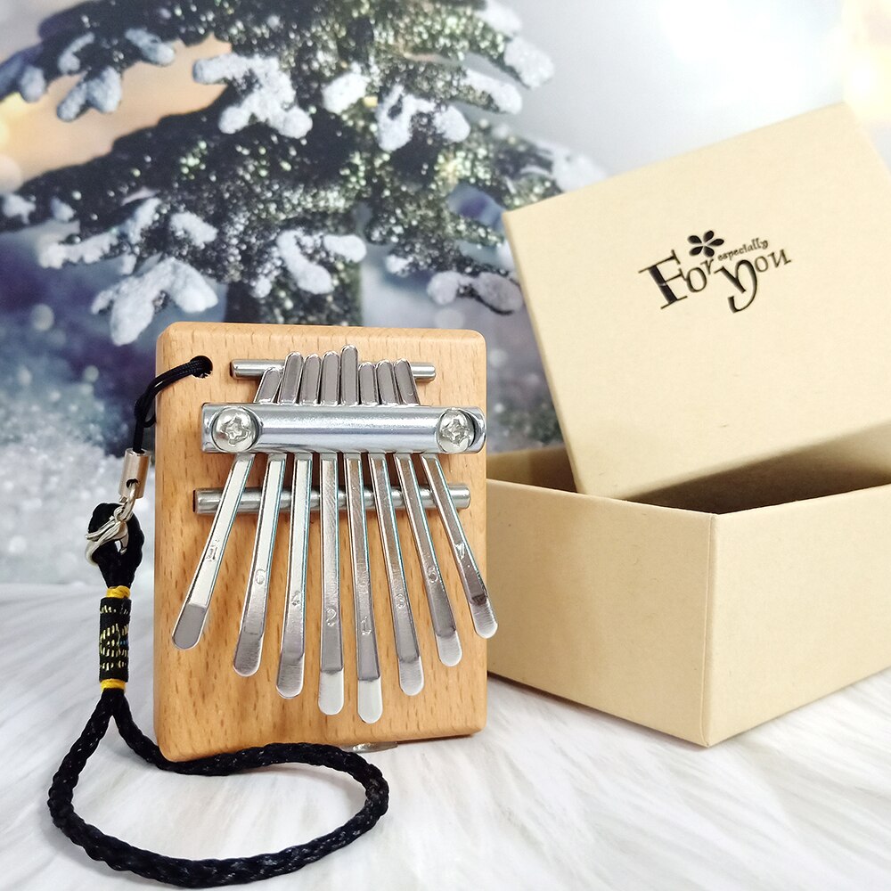 Mini Kalimba de 8 teclas, Piano de pulgar, teclado de dedo con sonido excelente, instrumento Musical, accesorio bonito, colgante, para niños, novia: Khaki