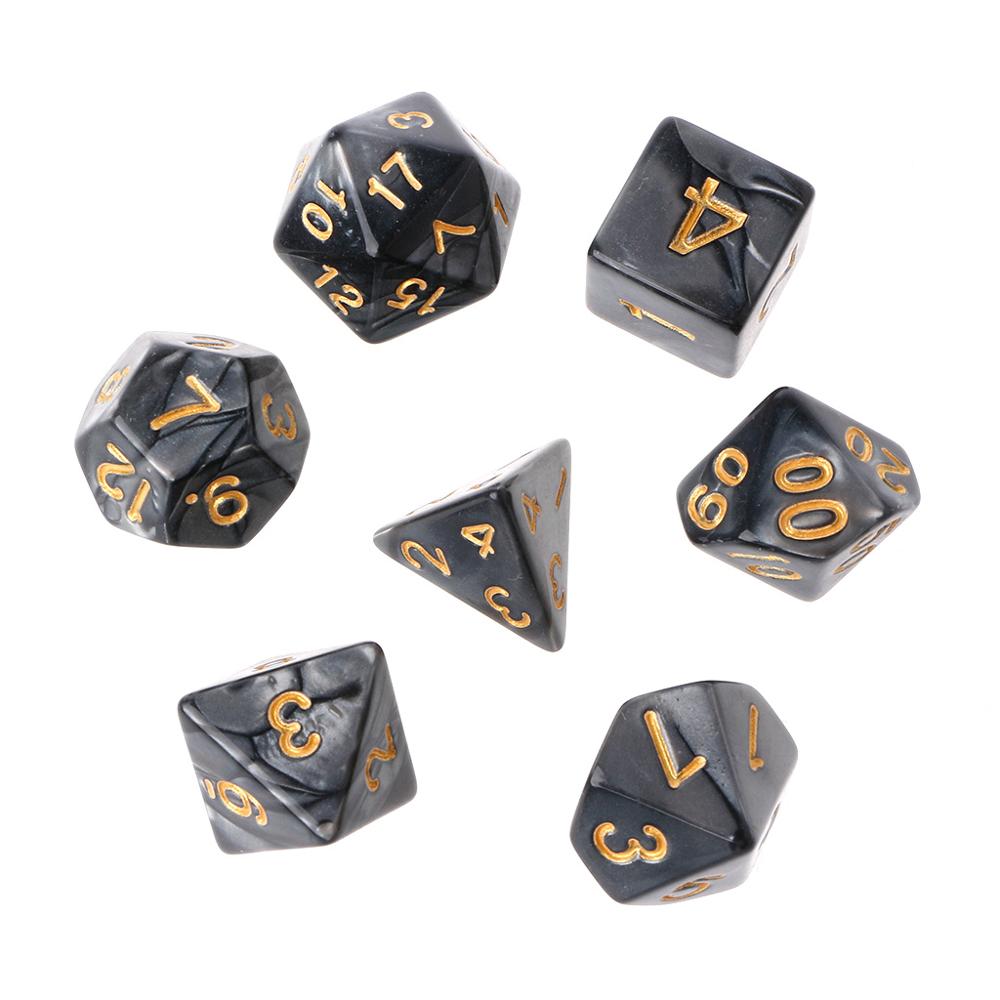 Dados de oro poliédrico para Pathfinder, 7 Uds., D20 D12 2xD10 D8 D6 D4: BK