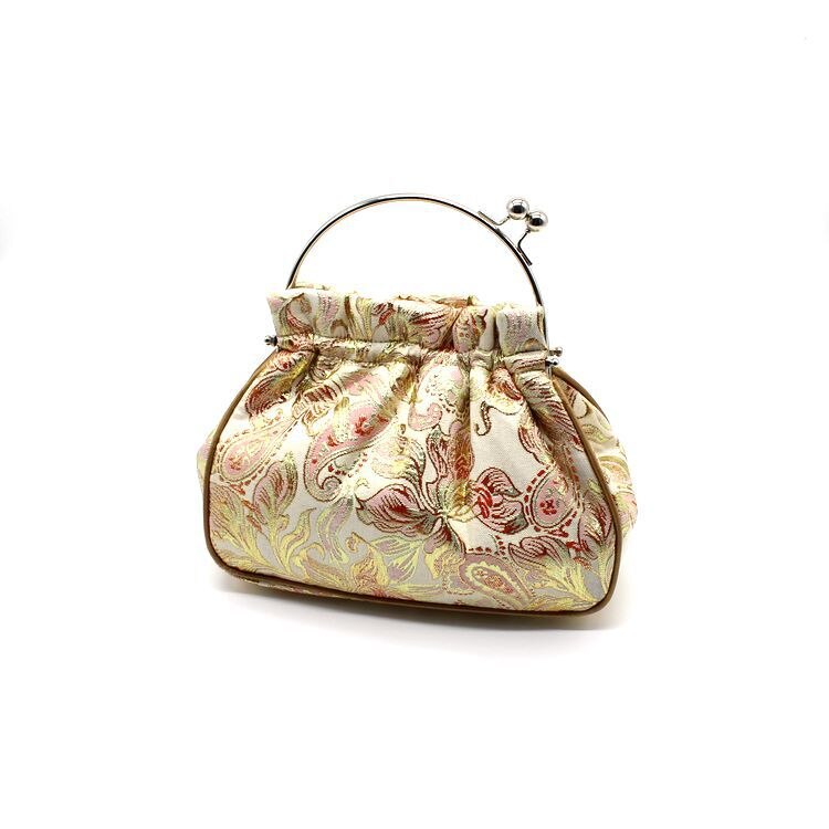 Alasir Damask Wallet Ladies Clip Silk Bag Chinese Style Cheongsam Handbags Women Evening Clutches Handmade Vintage Bucket Bag: gold