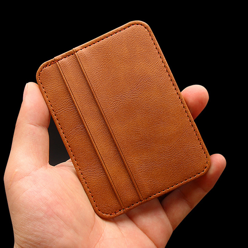 Dunne Pu Lederen Mini Portemonnee Slanke Bank Credit Kaarthouder 5 Kaartsleuven Mannen Business Kleine Id Case voor Man Purse Kaarthouder