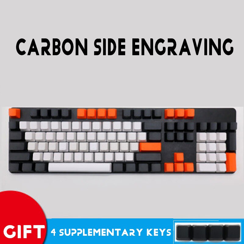 108 Key Chalk Keyset / ZEALER / Carbon Mechanical Keyboard Key cap FILCO Top / Side / Blank Engraving Personality Keycaps: Carbon Side