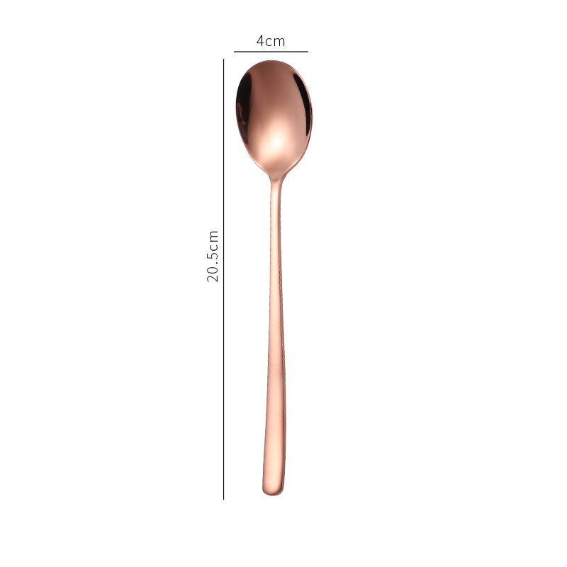 1PC Cake Dessert Forks Stirring Spoons Stainless Steel Colorful Long Handle Coffee Ice Cream Scoop Kitchen Tableware Supplies: Rose gold spoon