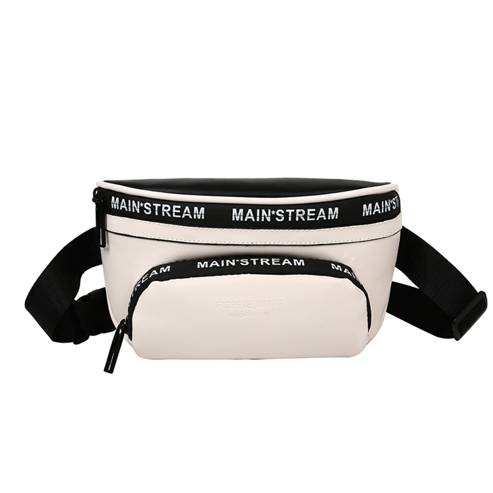 fanny Taille Tasche Frauen Buchstaben PU Leder Reise lässig Brust Telefon Tasche Reißverschluss Weibliche Mädchen Täglichen retro Crossbody Pack: Weiß