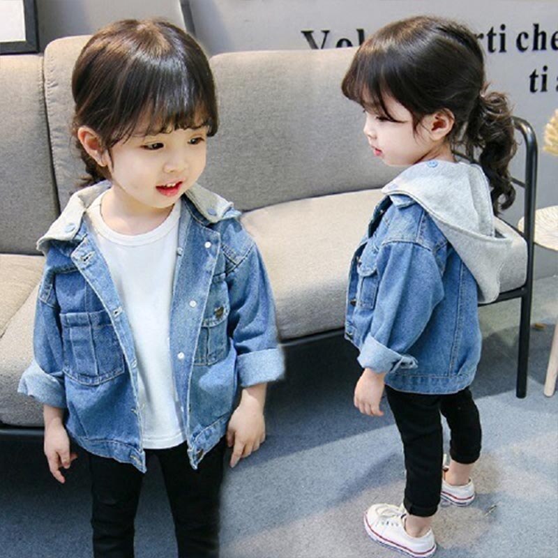 Meisjes Boy Casual Jassen Denim Kid Trendy Hooded Bovenkleding Windjacks Baby Trend Wear Baby Lente Herfst Kleding