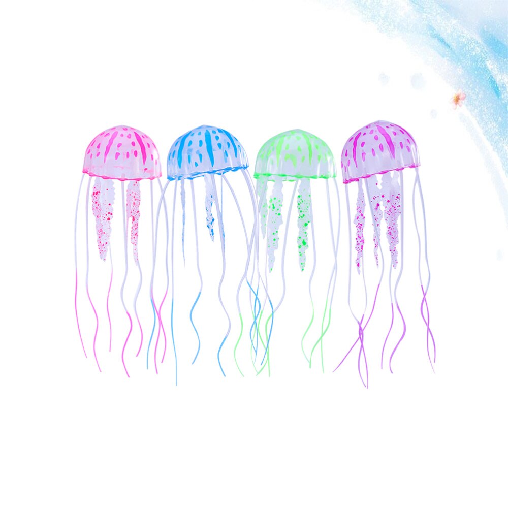 4Pcs Lichtgevende Simulatie Kwallen Kunstmatige Kwallen Versiering Creatieve Decor Voor Aquarium Fish Tank (Willekeurige Kleur)