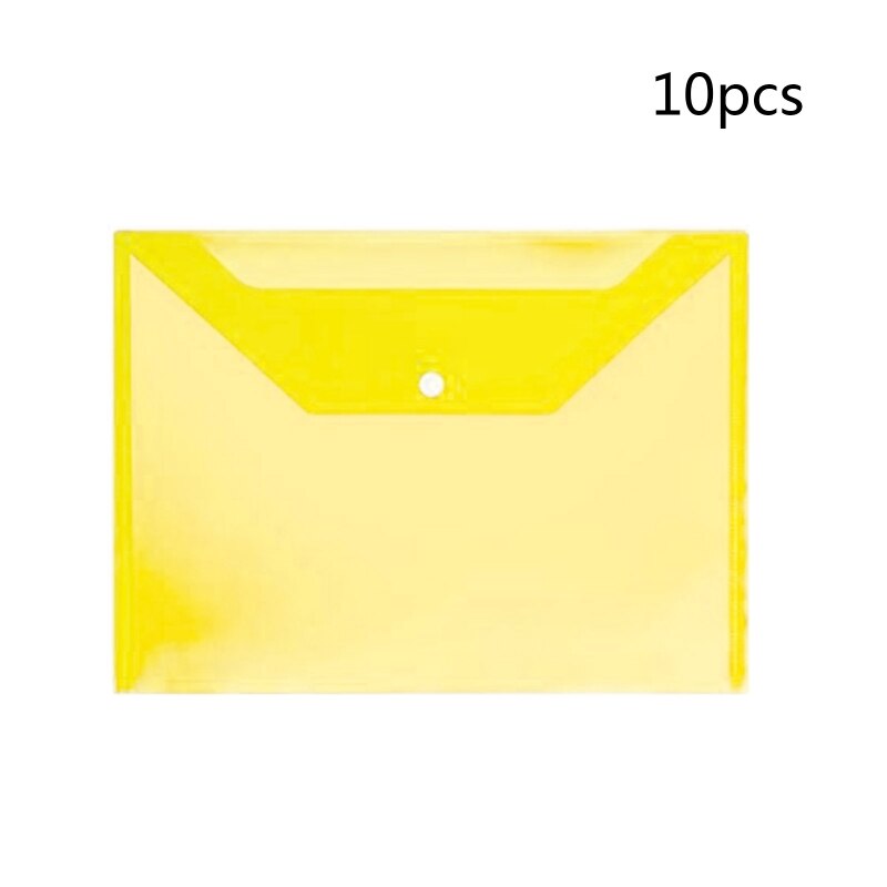 10pcs/Pack Transparent Plastic Wallets A4 Folder for Home Office School Travel: Yellow