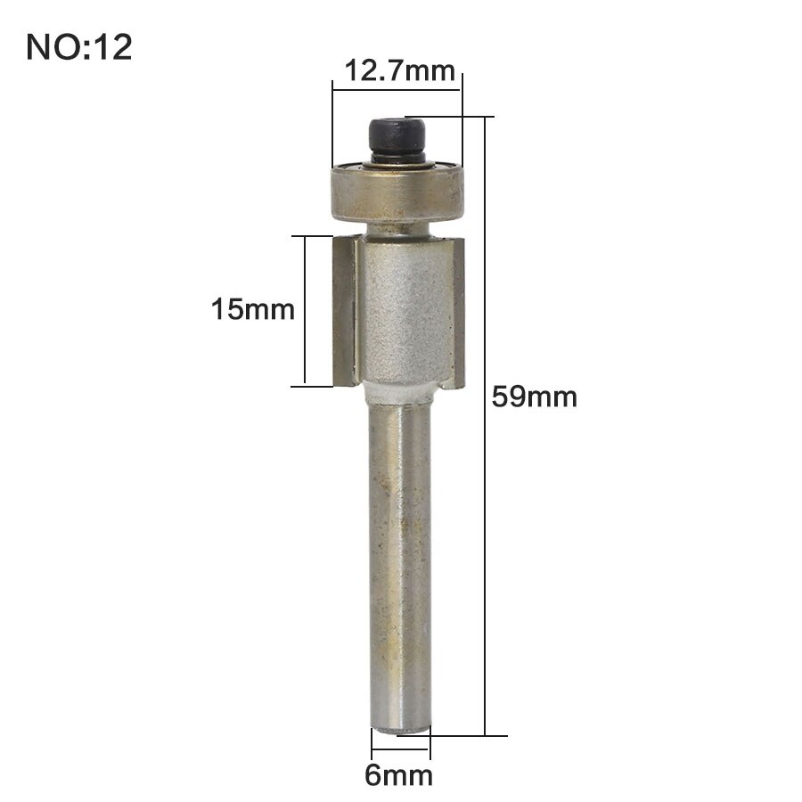 1 stk/sæt rundbor med leje 6mm skaft svalehalefræser bit fræser træbearbejdning: No13
