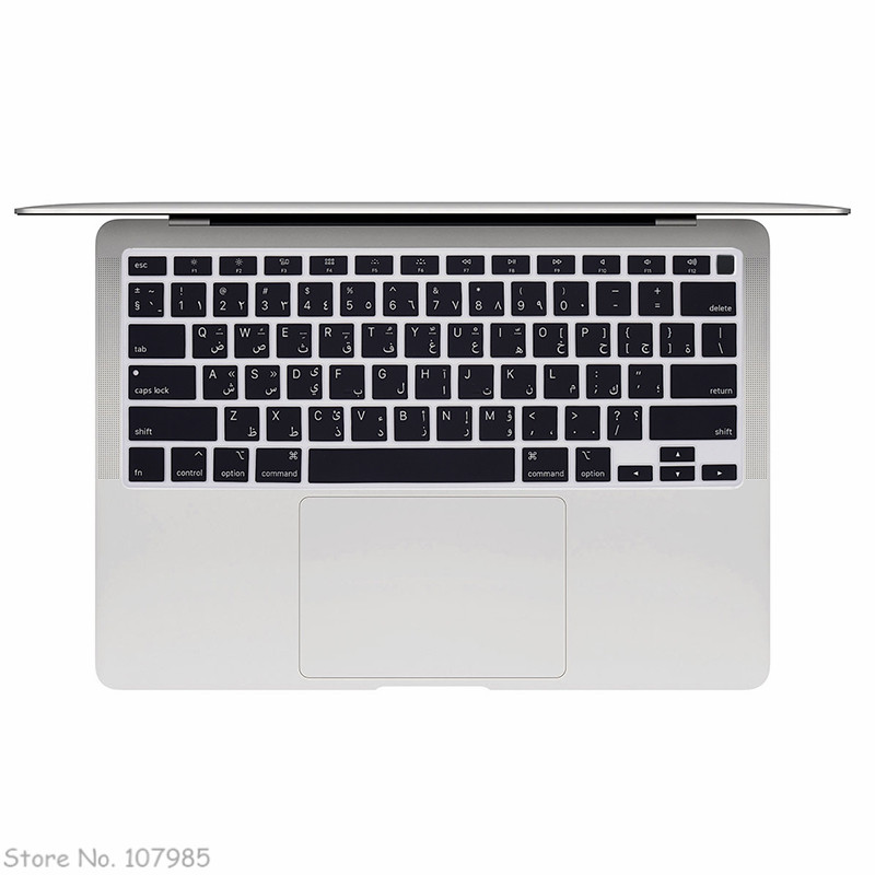 UNS Euro Ausführung Schwarz Klar Silikon Arabisch Tastatur Abdeckung Haut Schutz Für MacBook Neueste Luft 13 berühren Bar Ich würde A2179 m1 A2337