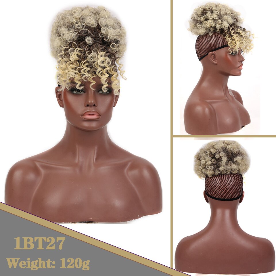 HOUYAN Women's African bun with bangs high temperature and fluffy synthetic ponytail clipped to the hair extension: NC/4HL