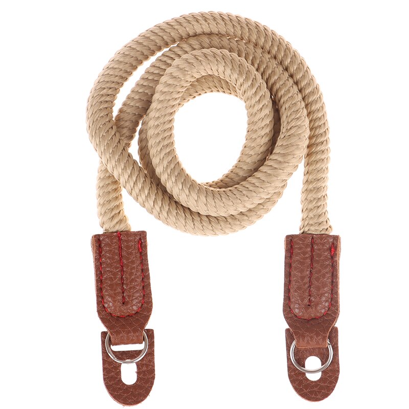 1Pc Universal Cotton Rope Camera Neck Strap Vintage Shoulder Strap Leather Wrist Lanyard: Khaki