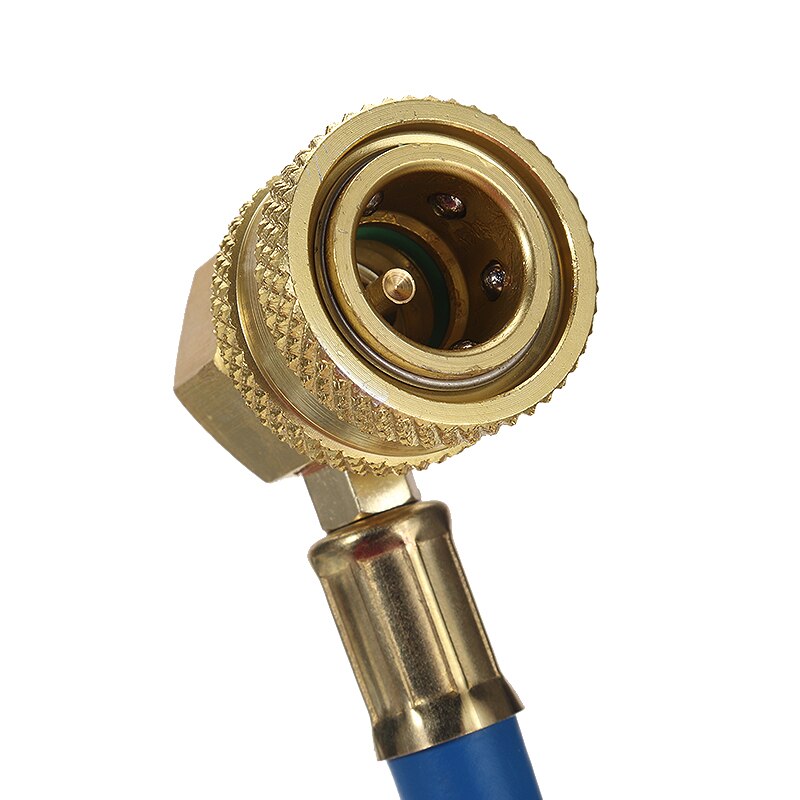 Blue Car R134A Refrigerant Connector Recharger Hose With Pressure Gauge Measuring Kit Stainless Steel Diagnostic Tool