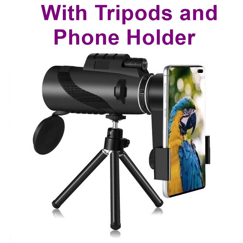 Tongdaytech-telescopio Monocular de 40x60 MM, Lente teleobjetivo con Zoom para cámara de teléfono móvil, con trípode, para Iphone, Samsung, Xiaomi, Lente para Smartphone: 3 in 1