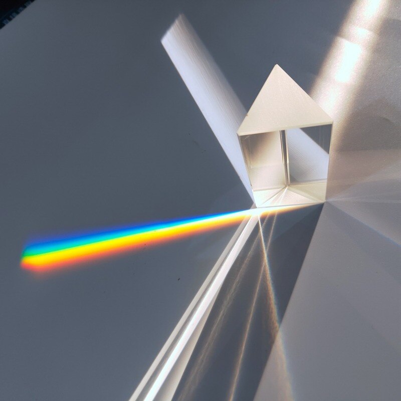 Prisme triangulaire BK7 15x15x87mm, prisme optique, verre, physique, enseignement, spectre de lumière réfractée, arc-en-ciel, pour enfants