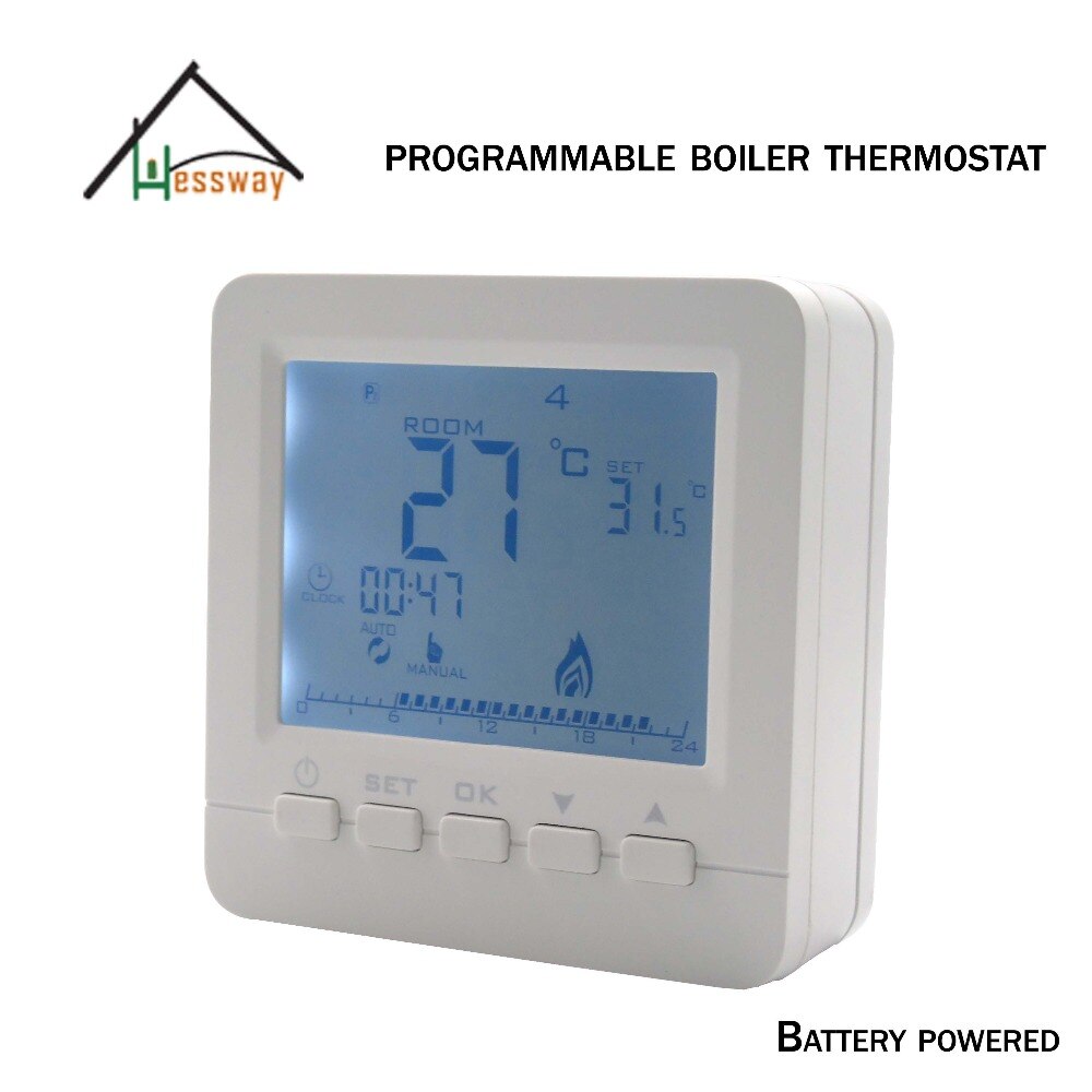 7*6 Programmable wall mount water boiler thermostat for dry contac Valve,radiator Controls