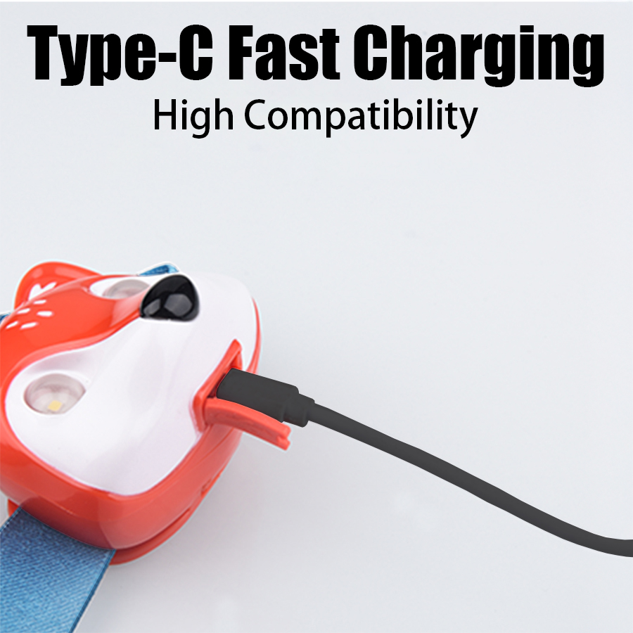 Cute Animal Headlamps Kid Running Riding Light USB Charging with Children Headlight Kids Flashlight Cartoon Animal Lantern