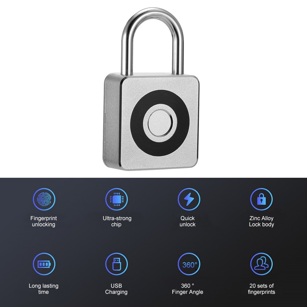 Smart Keyless Fingerprint Padlock Fingerprint Identification Safe And Convenient Emergency Unlocking