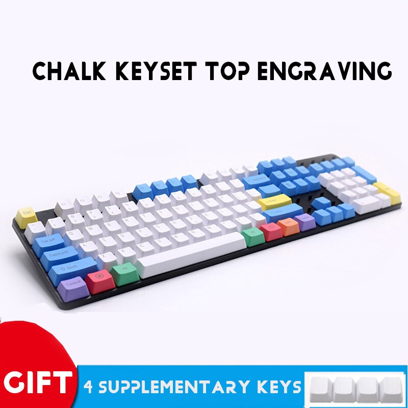 108 Key Chalk Keyset / ZEALER / Carbon Mechanical Keyboard Key cap FILCO Top / Side / Blank Engraving Personality Keycaps: Chalk Keyset Top