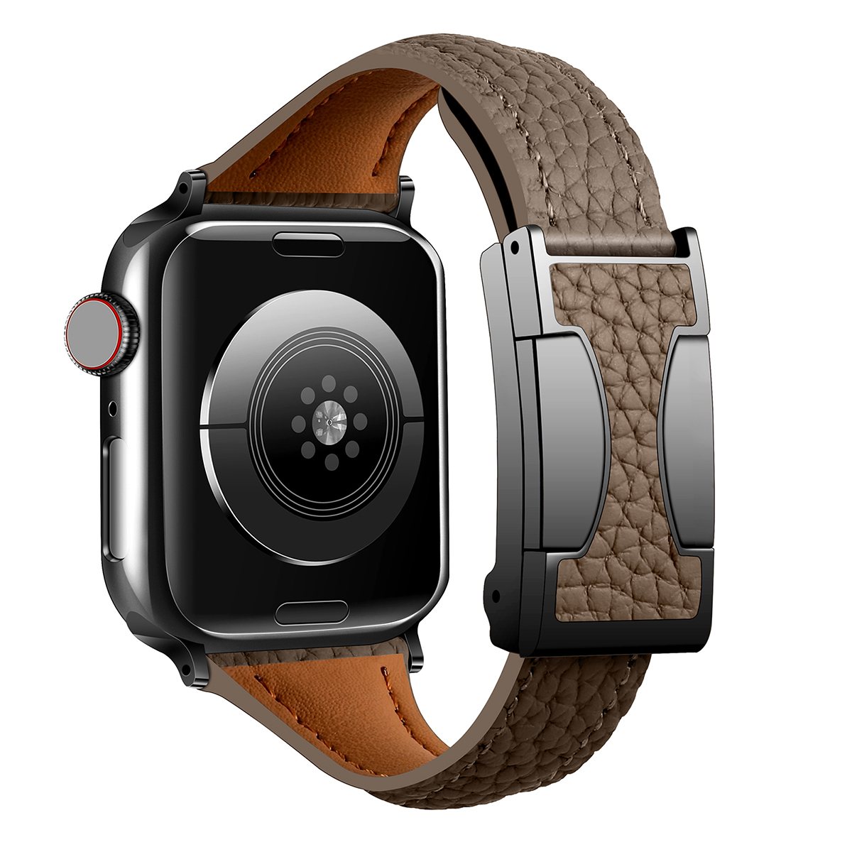 Læderrem til apple watch 10 9 8 46mm 42mm 41mm 44mm 45mm 40mm magnetisk urrem til kvinder, armbånd, iwatch 7 se 6 5 4: Brun / 16mm