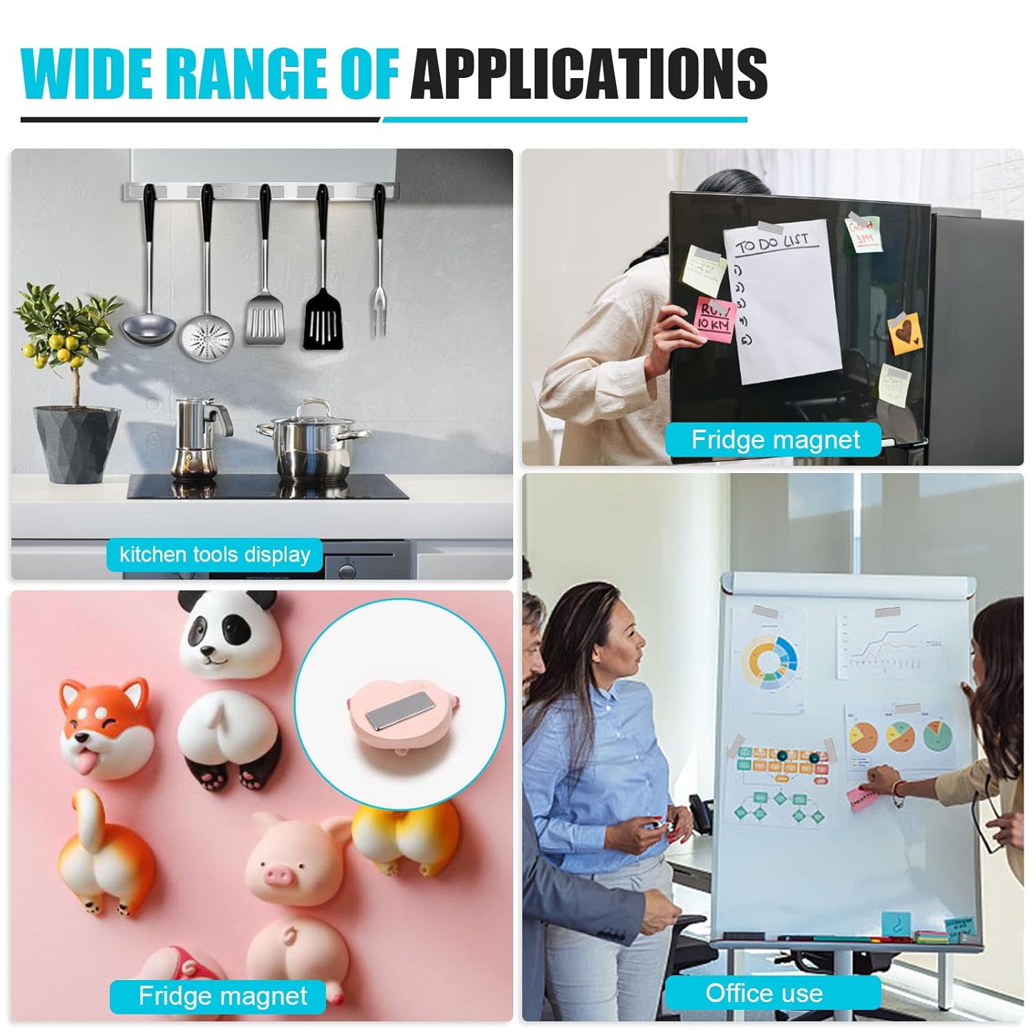 Ímã Quadrado do Refrigerador com Furo Escareado Ímãs do Neodímio da Terra Rara para o Escritório Home Decoração Magnética Armazenamento Organização