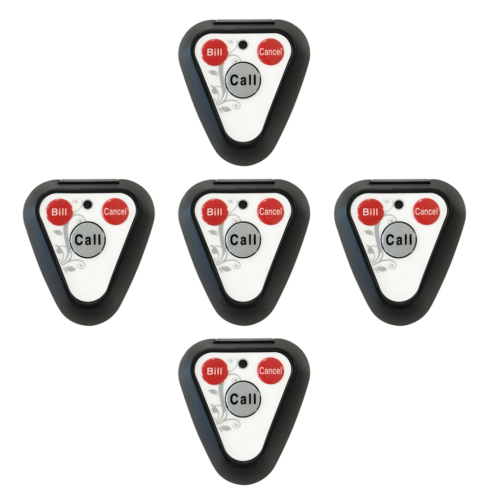 JINGLE BELLS 5 pcs of button wireless calling system call button 3 key 433.92mhz call button for Cafe Hotel Restaurant call bell