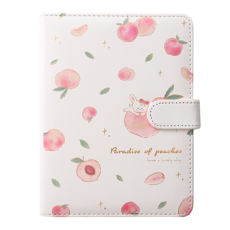 Kawaii melocotón cuaderno PU lindo de fruta diario Agenda planificador Colegio suministros: A