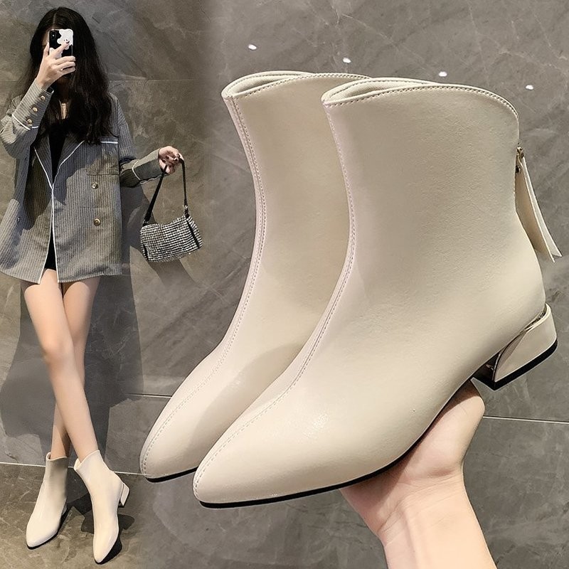 Vierkante Hakken Chelsea Puntige Enkel Winter Laarzen Pluche Vrouw Lederen Sneeuw Bottes Terug Rits Cowgirls Groene Booties