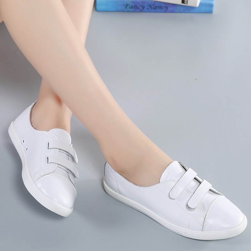 Schoenen dames damesschoenen casual hoog platform gat pu leer gestreepte eenvoudige sneakers dames casual witte schoenen